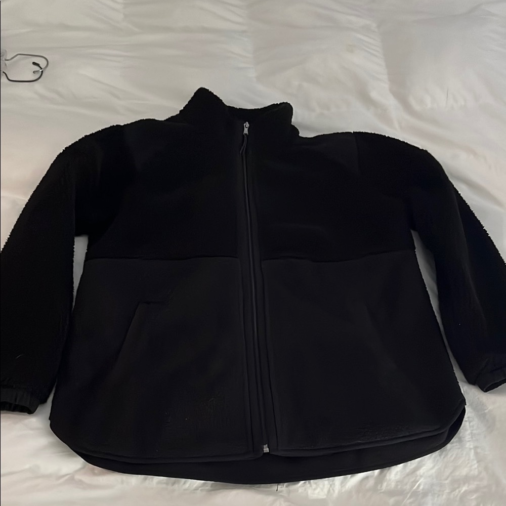 Tek Gear Black Teddy Jacket Full-Length Zipper Plush Fleece